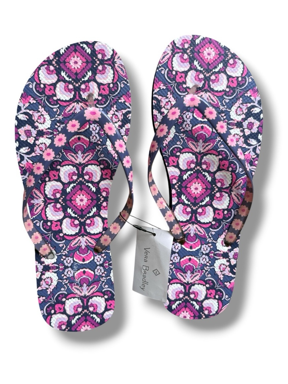 Vera Bradley Magenta Medallion Print Flip Flops-NEW- Size Large (women’s 9-10)